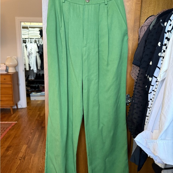 Reformation Mason Green Wide-Leg Trousers - Picture 4 of 4